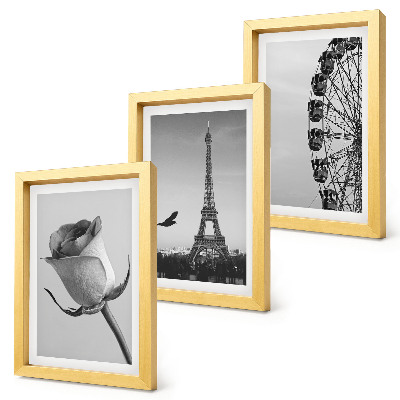 Mur de cadres Tour Eiffel rose et grande roue en monochrome
