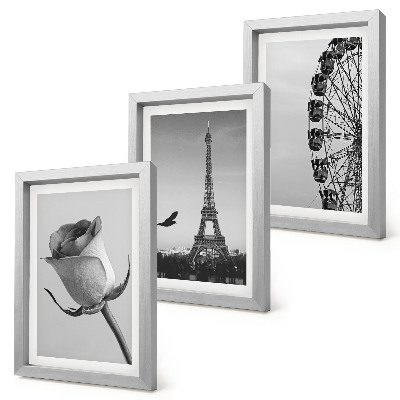 Mur de cadres Tour Eiffel rose et grande roue en monochrome