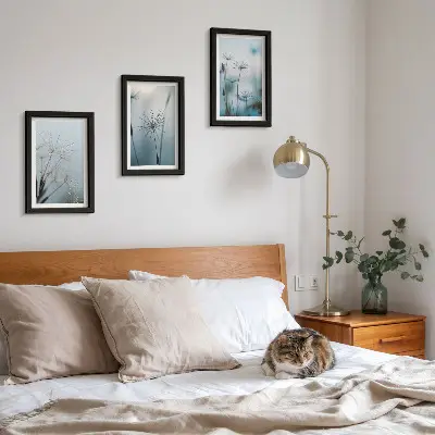 Tableaux Pissenlits délicats avec des gouttes d'eau lot de 3