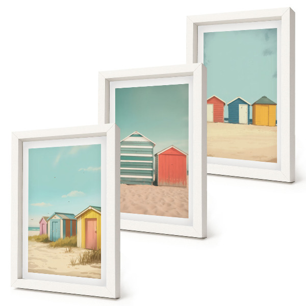 Mur de cadres Maisons de plage colorées sous le soleil d'été