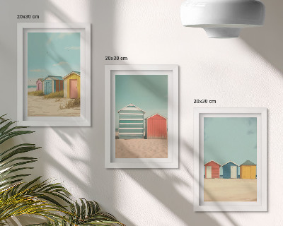 Mur de cadres Maisons de plage colorées sous le soleil d'été