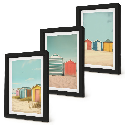 Mur de cadres Maisons de plage colorées sous le soleil d'été