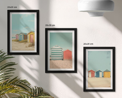 Mur de cadres Maisons de plage colorées sous le soleil d'été