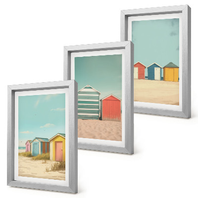 Mur de cadres Maisons de plage colorées sous le soleil d'été