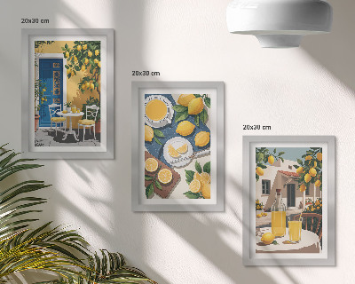 Lot de 3 tableaux Limonade avec vue sur l'Italie et terrasse ensoleillée
