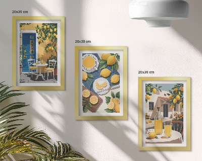 Lot de 3 tableaux Limonade avec vue sur l'Italie et terrasse ensoleillée