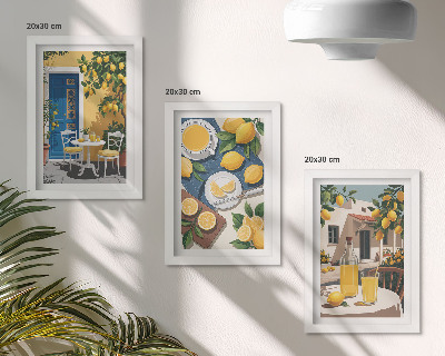 Lot de 3 tableaux Limonade avec vue sur l'Italie et terrasse ensoleillée