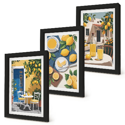 Lot de 3 tableaux Limonade avec vue sur l'Italie et terrasse ensoleillée