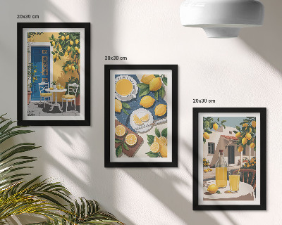 Lot de 3 tableaux Limonade avec vue sur l'Italie et terrasse ensoleillée