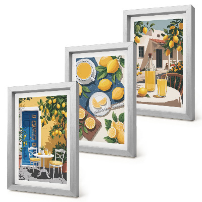 Lot de 3 tableaux Limonade avec vue sur l'Italie et terrasse ensoleillée