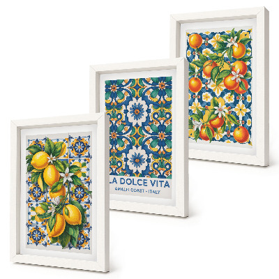Mur de cadres Affiches aux agrumes et aux motifs abstraits colorés