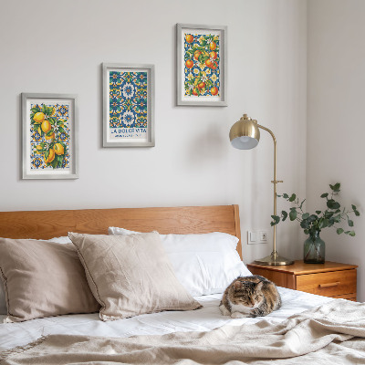 Mur de cadres Affiches aux agrumes et aux motifs abstraits colorés