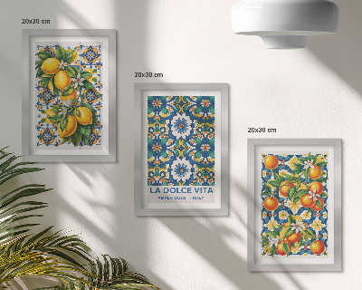 Mur de cadres Affiches aux agrumes et aux motifs abstraits colorés