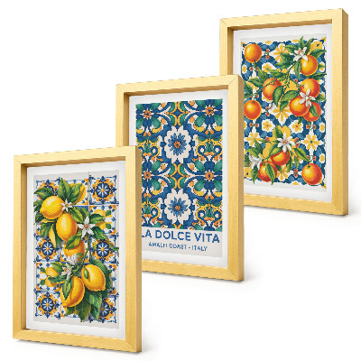 Mur de cadres Affiches aux agrumes et aux motifs abstraits colorés
