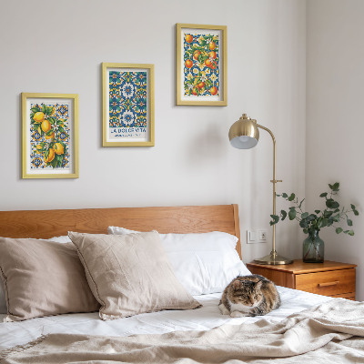 Mur de cadres Affiches aux agrumes et aux motifs abstraits colorés