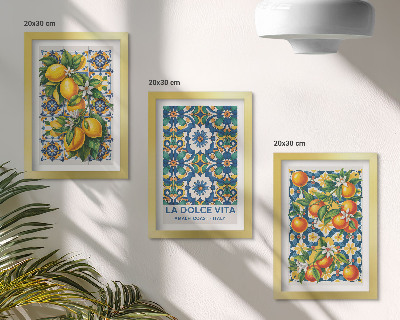 Mur de cadres Affiches aux agrumes et aux motifs abstraits colorés