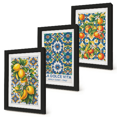 Mur de cadres Affiches aux agrumes et aux motifs abstraits colorés