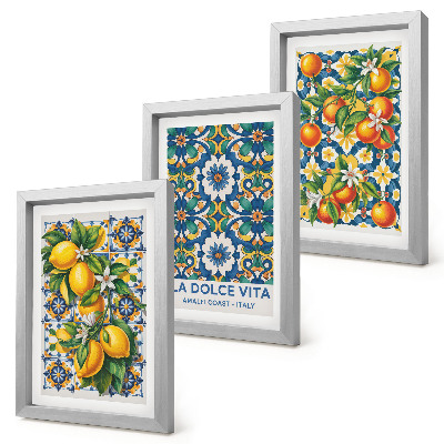 Mur de cadres Affiches aux agrumes et aux motifs abstraits colorés
