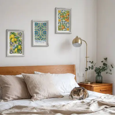 Tableaux fleurs de citronnier et oranges à l'italienne lot de 3 pièces