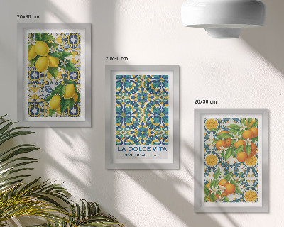 Lot de 3 tableaux Fleurs de citronnier et oranges à l'italienne