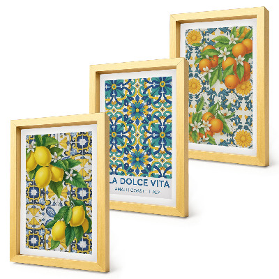 Lot de 3 tableaux Fleurs de citronnier et oranges à l'italienne