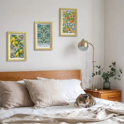 Tableaux fleurs de citronnier et oranges à l'italienne lot de 3 pièces