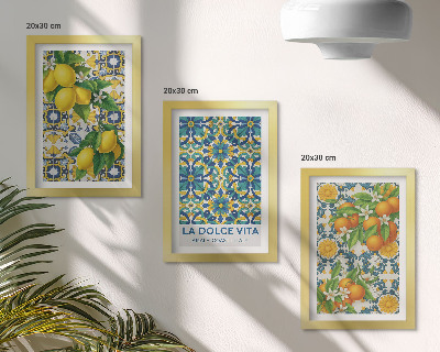 Lot de 3 tableaux Fleurs de citronnier et oranges à l'italienne