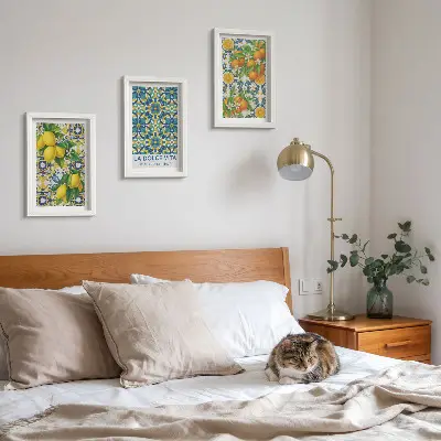 Tableaux fleurs de citronnier et oranges à l'italienne lot de 3 pièces