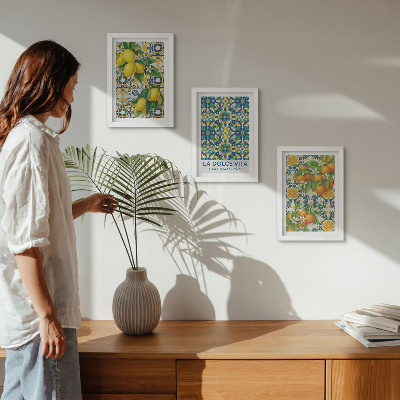 Lot de 3 tableaux Fleurs de citronnier et oranges à l'italienne