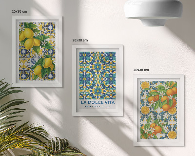 Lot de 3 tableaux Fleurs de citronnier et oranges à l'italienne