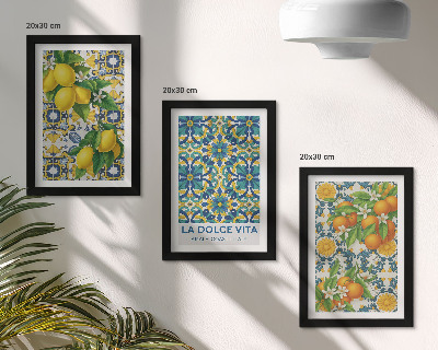 Lot de 3 tableaux Fleurs de citronnier et oranges à l'italienne