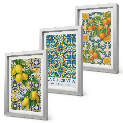 Lot de 3 tableaux Fleurs de citronnier et oranges à l'italienne