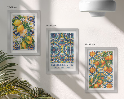 Ensemble de 3 tableaux Fleurs de citronnier et d'oranger aux motifs colorés