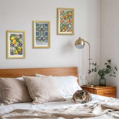 Ensemble de 3 tableaux Fleurs de citronnier et d'oranger aux motifs colorés