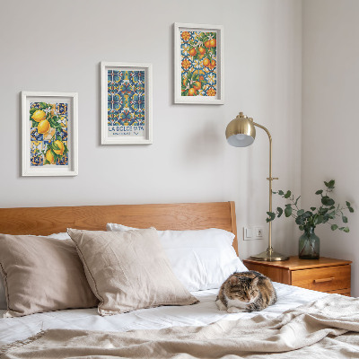 Ensemble de 3 tableaux Fleurs de citronnier et d'oranger aux motifs colorés
