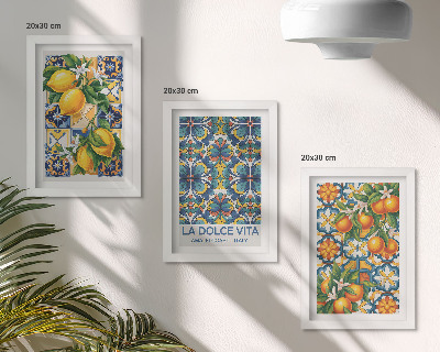 Ensemble de 3 tableaux Fleurs de citronnier et d'oranger aux motifs colorés