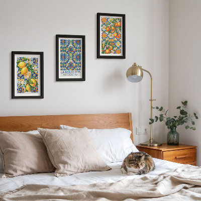 Ensemble de 3 tableaux Fleurs de citronnier et d'oranger aux motifs colorés