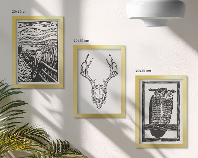 Ensemble de 3 tableaux Inspiré par l'image du Cri avec un crâne et un hibou dans un style graphique