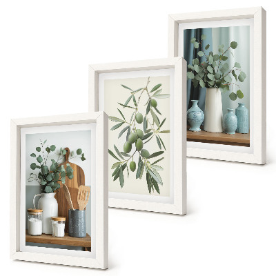 Mur de cadres Esthétique des olives vertes et des branches d'eucalyptus