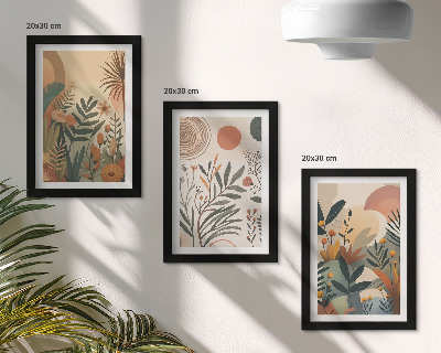 Mur de cadres Motifs végétaux aux couleurs douces avec des cercles
