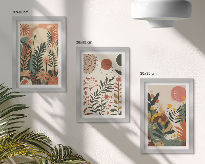 Lot de 3 tableaux Motifs végétaux vintage dans des tons pastel