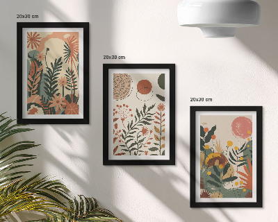 Lot de 3 tableaux Motifs végétaux vintage dans des tons pastel