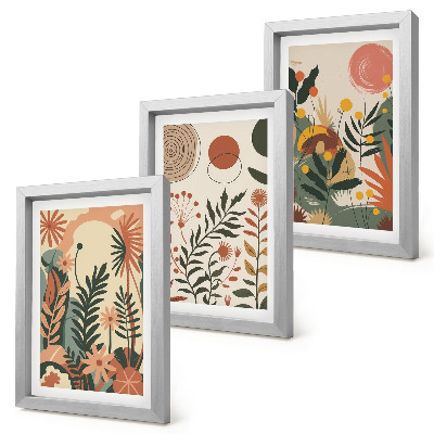Lot de 3 tableaux Motifs végétaux vintage dans des tons pastel