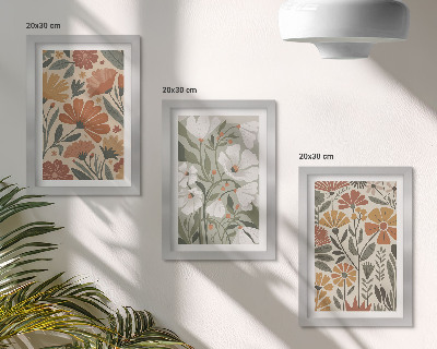 Mur de cadres Motifs floraux dans les tons orange et vert