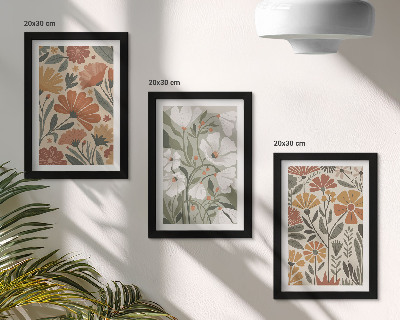 Mur de cadres Motifs floraux dans les tons orange et vert