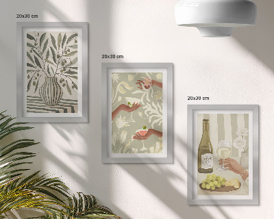 Lot de 3 tableaux Fleurs d'olivier et cocktails rustiques