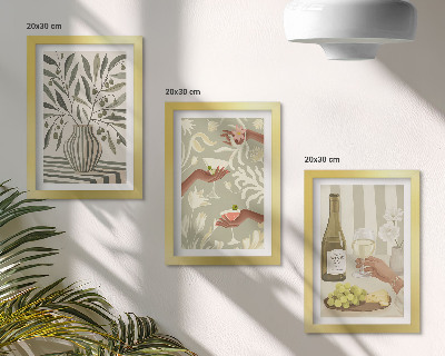 Lot de 3 tableaux Fleurs d'olivier et cocktails rustiques