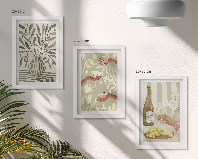Lot de 3 tableaux Fleurs d'olivier et cocktails rustiques