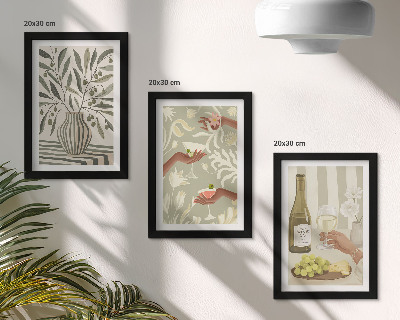 Lot de 3 tableaux Fleurs d'olivier et cocktails rustiques