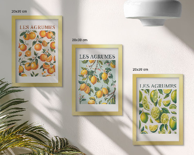 Mur de cadres Motifs d'agrumes fruités aux couleurs pastel